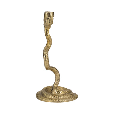 13" Snake Taper Candle Holder, Gold