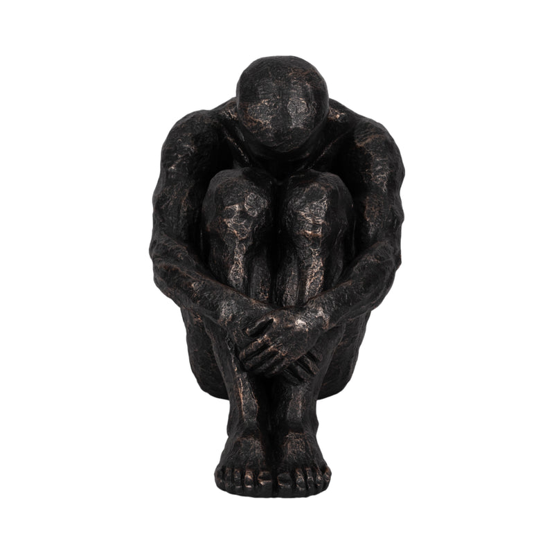 16" Sitting Man, Bronze