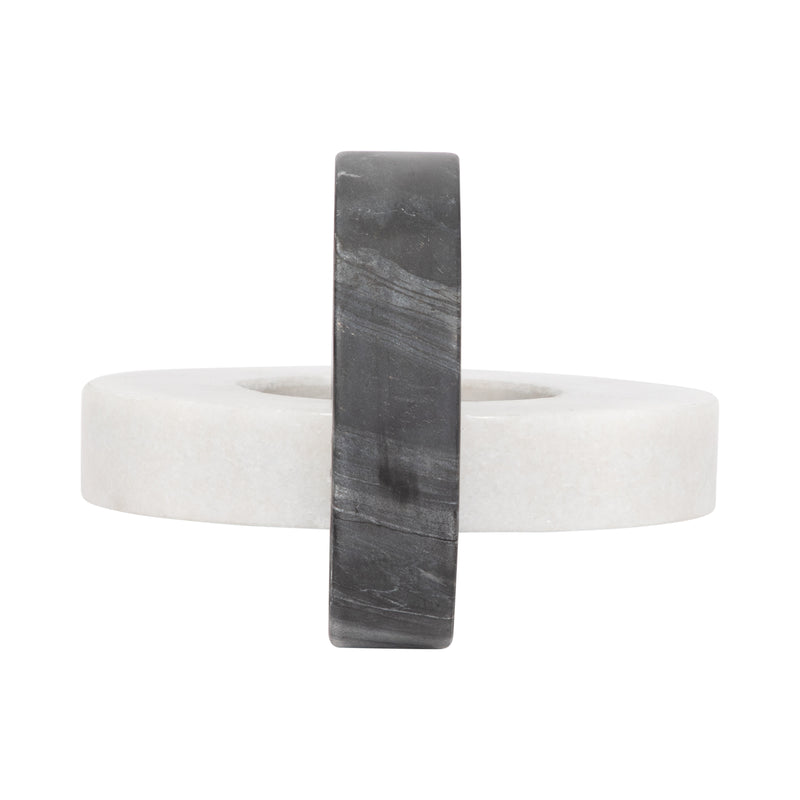 Marble, 8" Double Ring, White/black