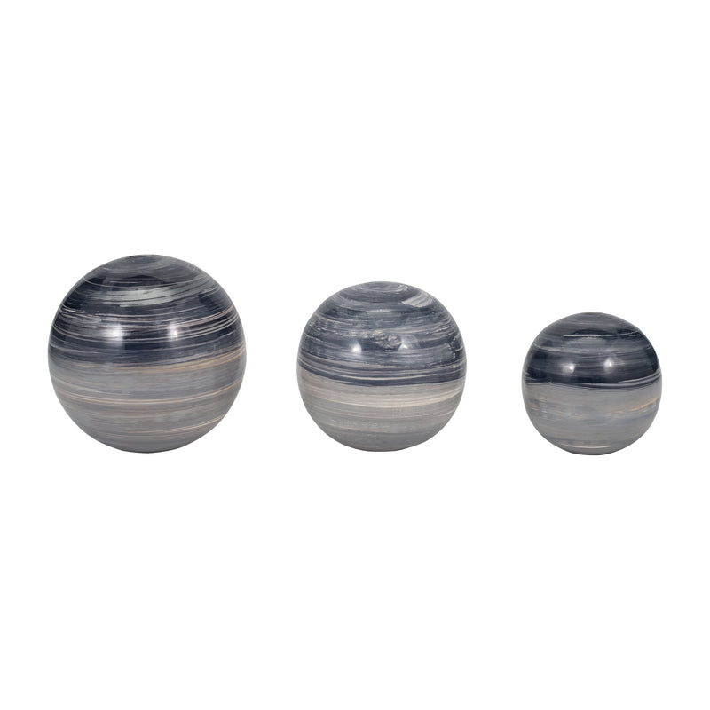 METAL, S/3 GALAZY ORBS, 2-TONE BLACK