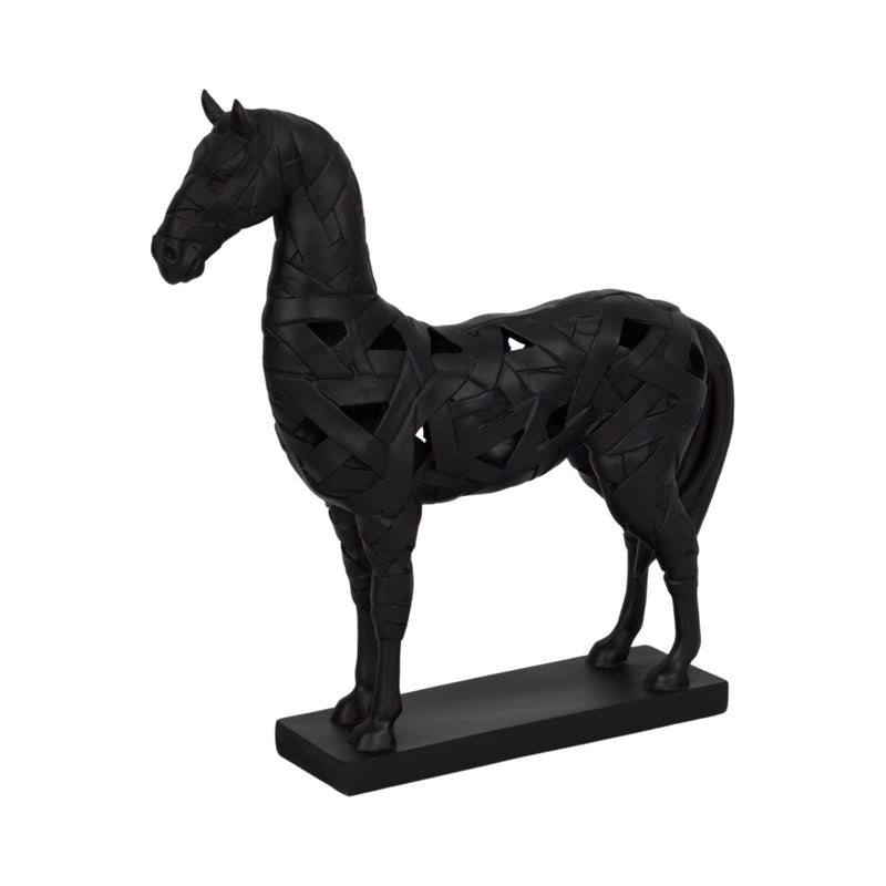 17" Horse Sculpture On Base, Black