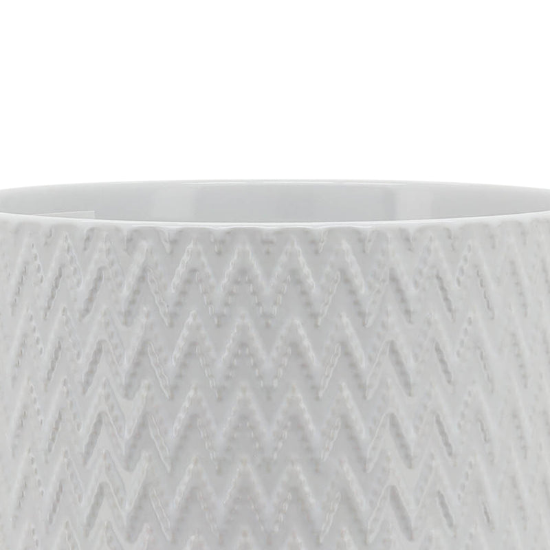 8" CHEVRON PLANTER W/ STAND, WHITE