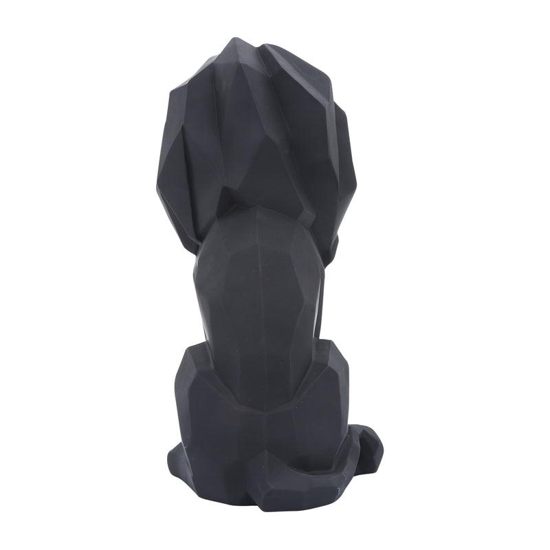 RESIN 11"H SITTING LION, BLACK