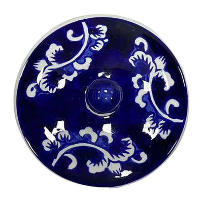 Cer, 6" 8oz Chinoiserie Scntd Candle W/lid,blu/wht