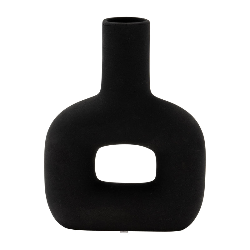 DOL, 8" OPEN CUT VASE, BLACK