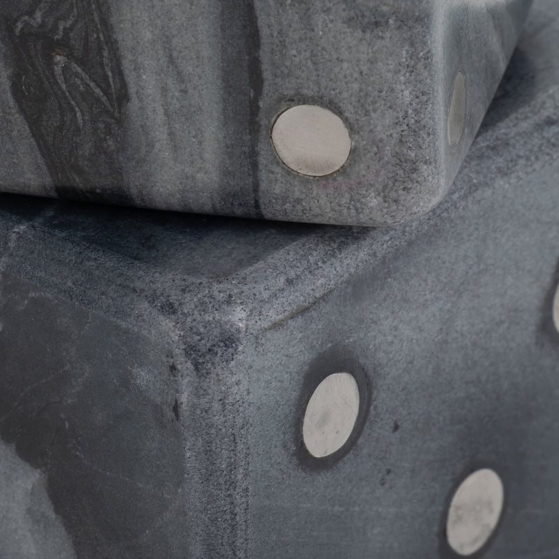 S/2 3/4" Mistry Grey Marble Dice