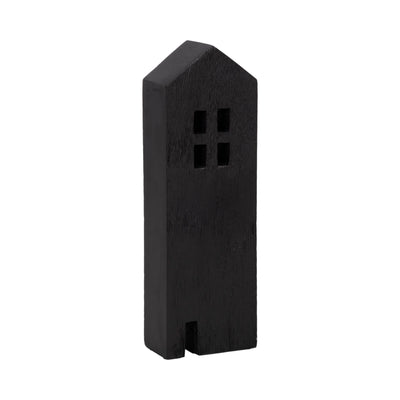 12" Wood House Decor, Black