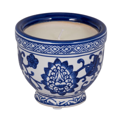 4", 6oz Bowl Chinoiserie Candle, Blue/white