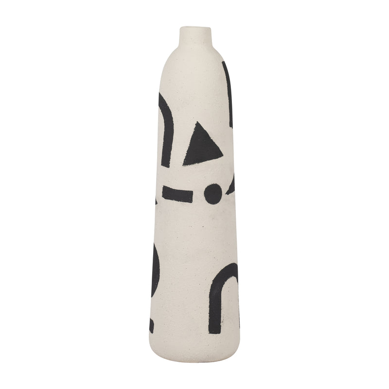 CER, 15" FUNKY VASE, IVORY/BLACK