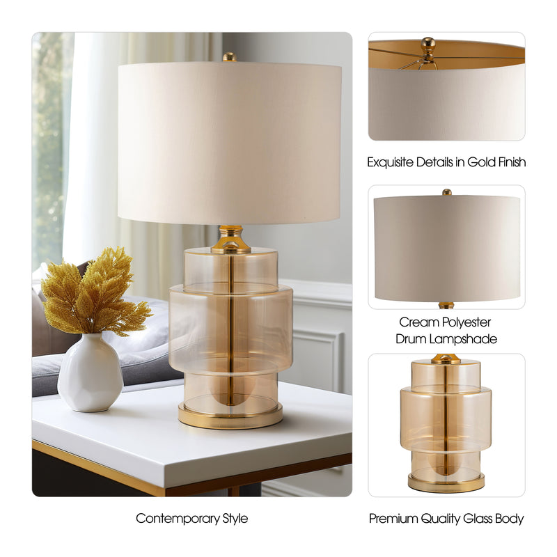 Glass, 30" Lustered Table Lamp, Gold