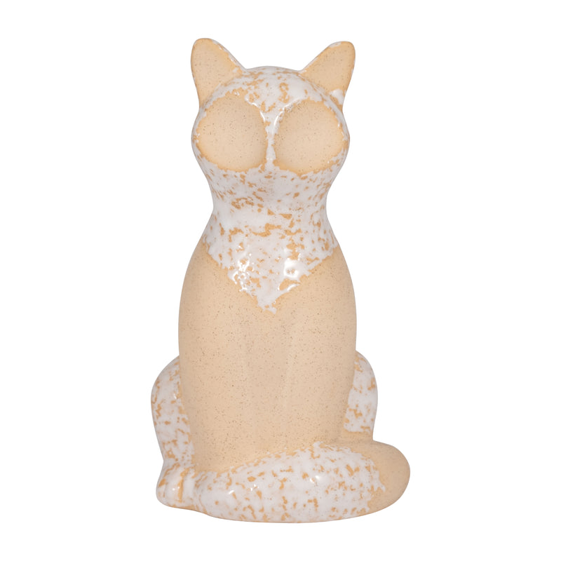 Cer, 8" Sitting Fox Vase, Ivory