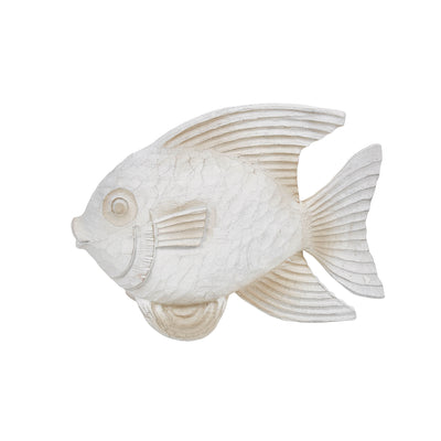 RESIN 10" FISH FIGURINE, WHITEWASH