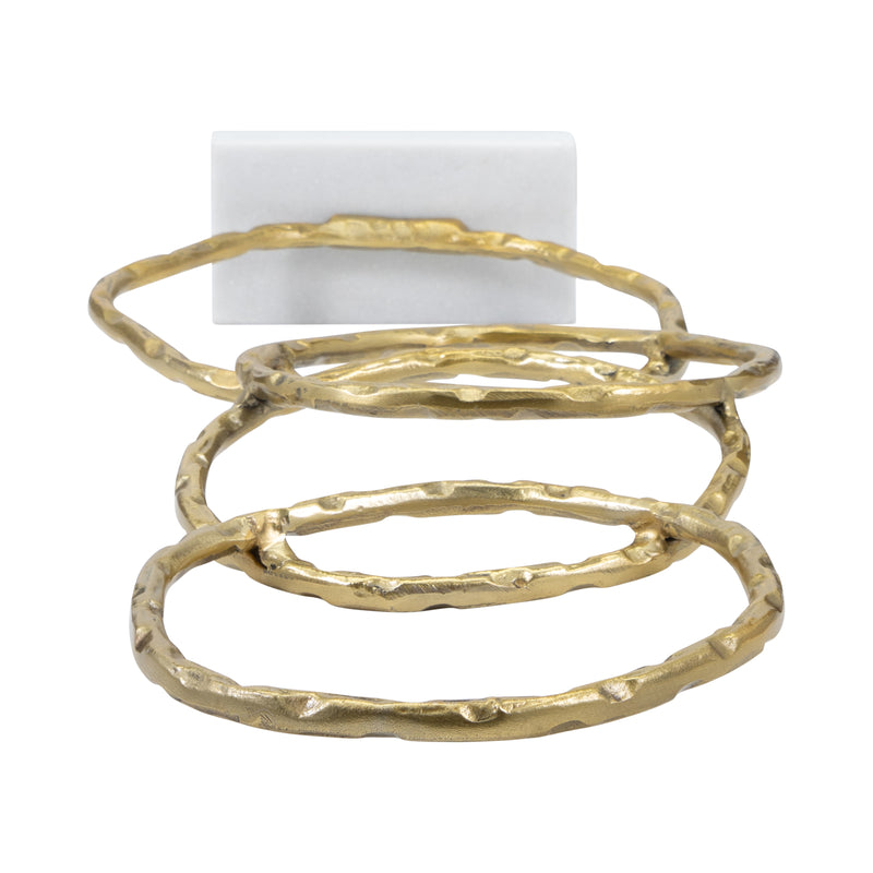 Metal, 31" Multiple Ring With Marble Base, Gold