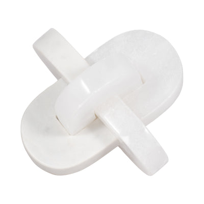 6" Alabaster And Marble Curved Knot, White