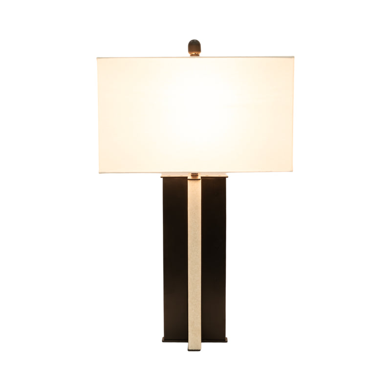 Metal 28" Pillar Table Lamp, Black/white