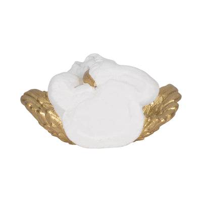 15" Garden Cherub With Heart, White/gold