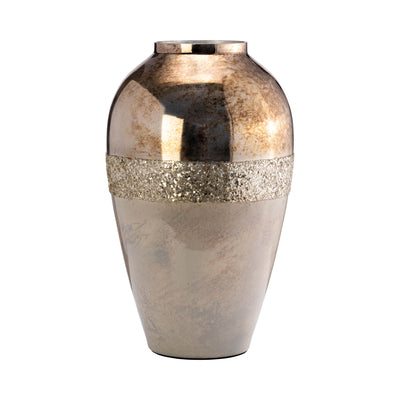 GLASS, 17" METALLIC VASE, CHAMPAGNE