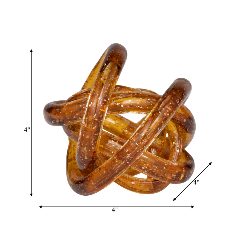 GLASS, 4" KNOT AMBER