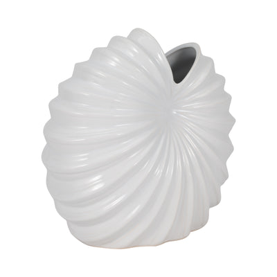 CER, 10" SHELL VASE, WHITE