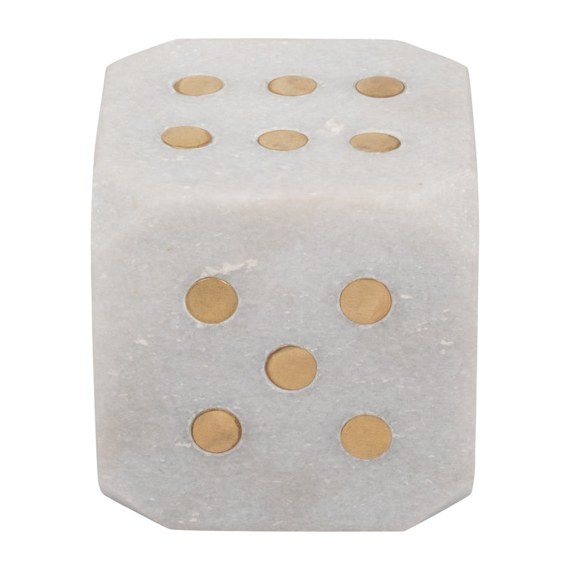 Marble, 4" Dice, White