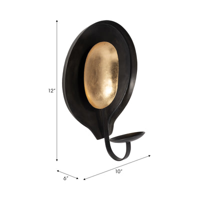 METAL, 12" ROUND VOTIVE HOLDER, BLACK/GOLD