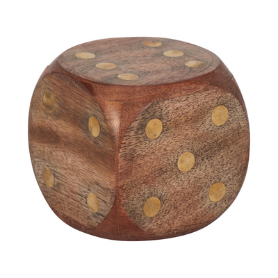 WOOD, 4X4 DICE, ANTIQUE BROWN