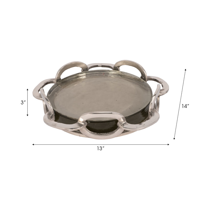 13" Palmas Small Silver Link Tray