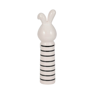 10" Lines Bunny With Gold Heart, White/black