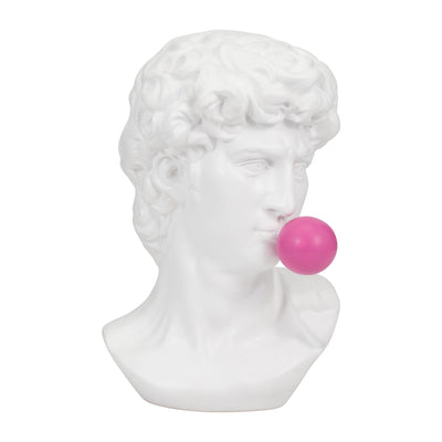 Resin, 13" Greek God Head W/gum, White