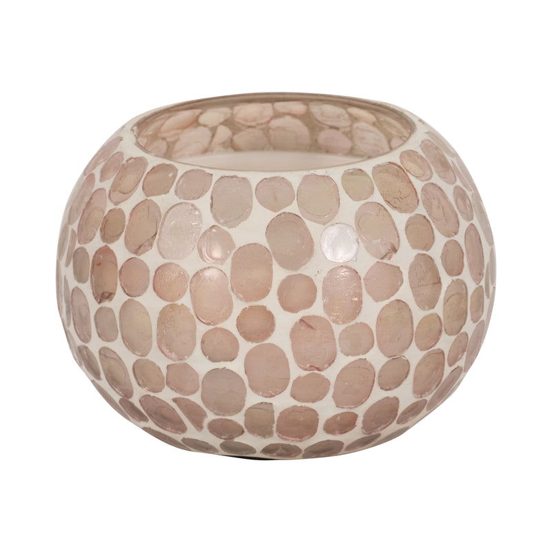 Glass, 5" 19 Oz Mosaic Scented Candle, Soft Pink