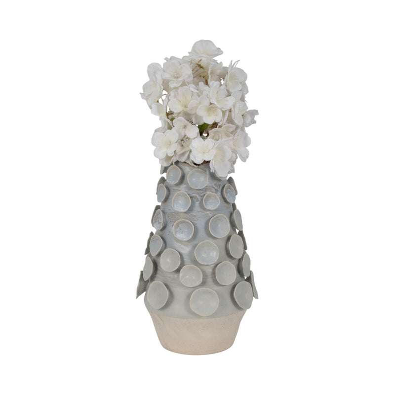 12" Coral Applique Vase, Light Blue Multi