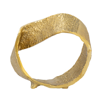 Metal, 8" Twisted Hammered Ring, Gold