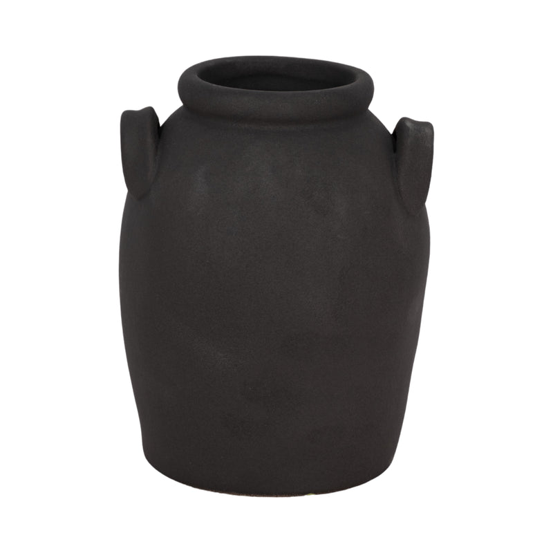 6" Rough Finish Jug With Handles, Black