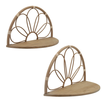 METAL, S/2 11/13" ARCHED FLOWER WALL SHELVES,BROWN