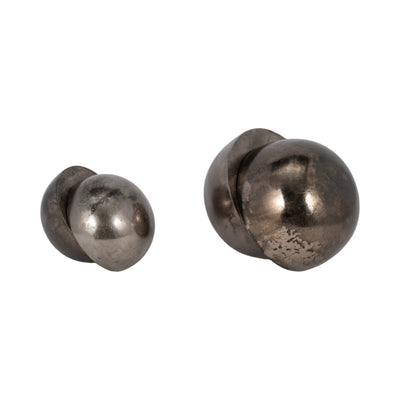 S/2 7/9" Calima Metal Orbs, Bronze