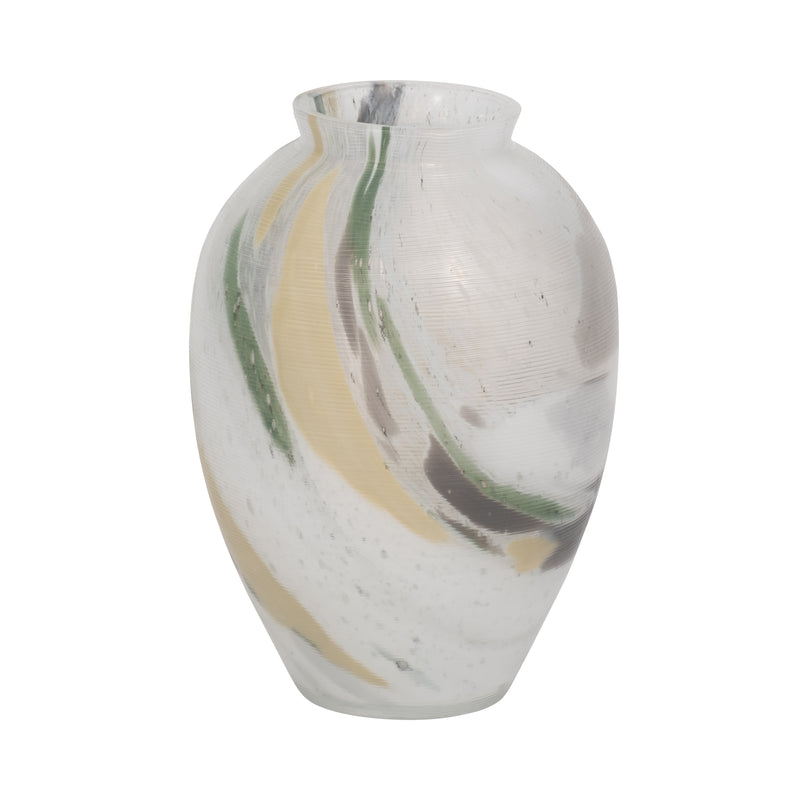 Marco Glass, 9" Marbled Look Vase, Multi