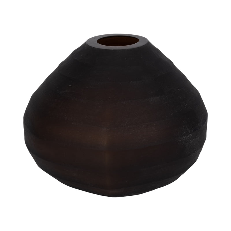 Glass, 10" Rotund Vase, Smokey Brown