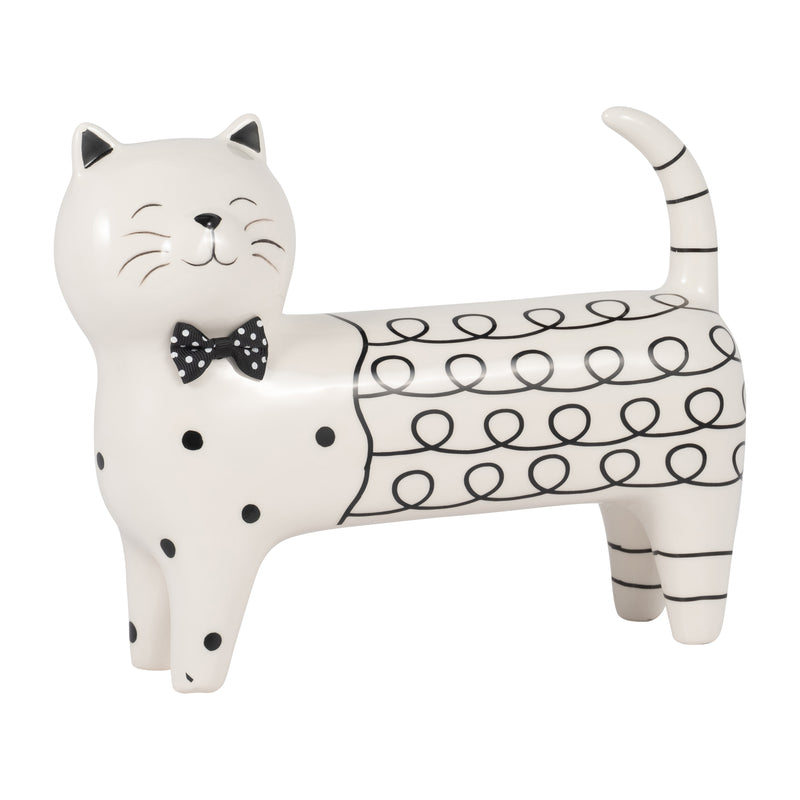 Cer, 8" Swirls Cat, White