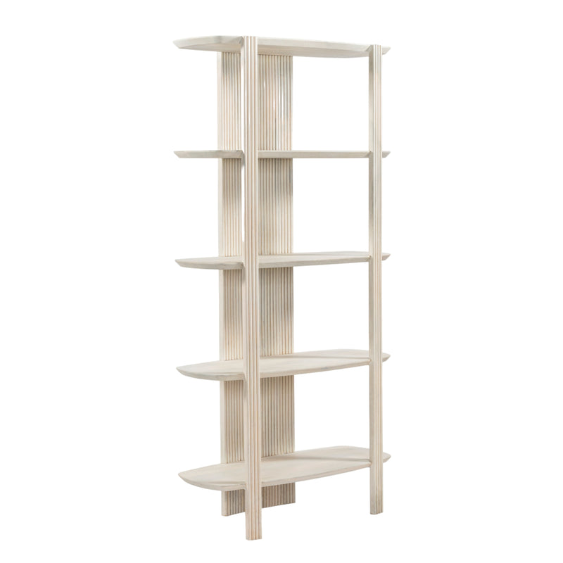 71" Catalina  Fluted Wood Etagere, Cream