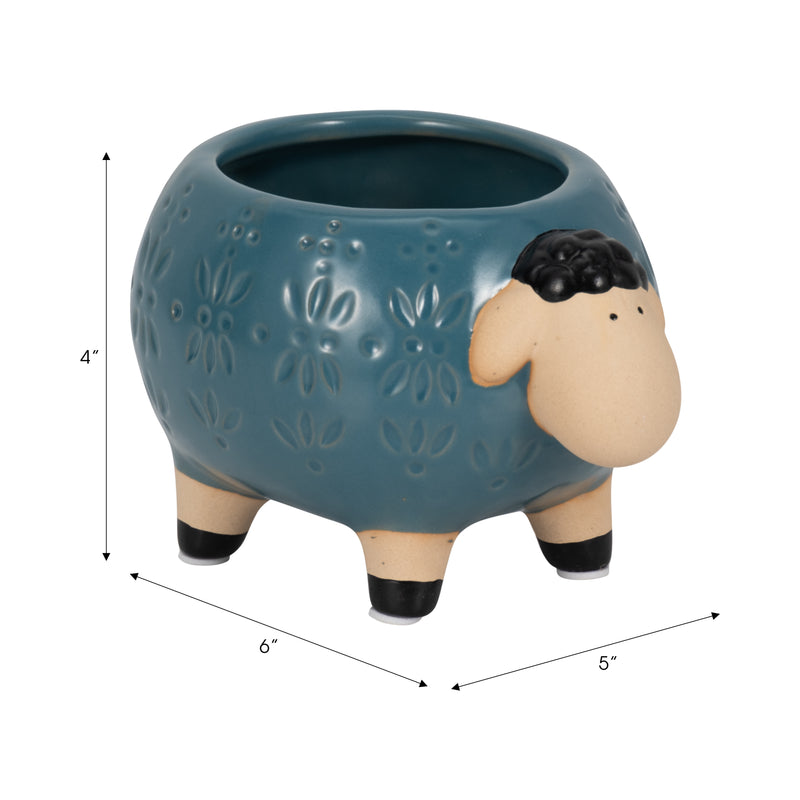 6" Sheep Planter, Blue