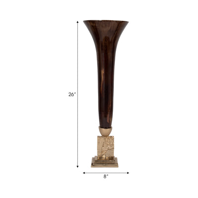 GLASS, 26" TRUMPET VASE, BRONZE