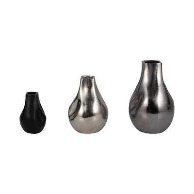 S/3 5/8/10" Jemmi Metal Cast Vases, Multi