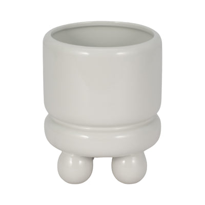 7" Knobby Footed Planter, White