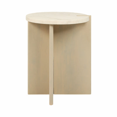 24" CONNLEY MEDIUM MARBLE AND WOOD ACCENT TABLE