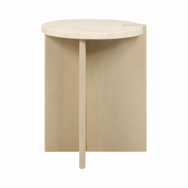 24" CONNLEY MEDIUM MARBLE AND WOOD ACCENT TABLE