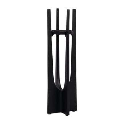 METAL, 16" PILLAR CANDLE HOLDER, BLACK