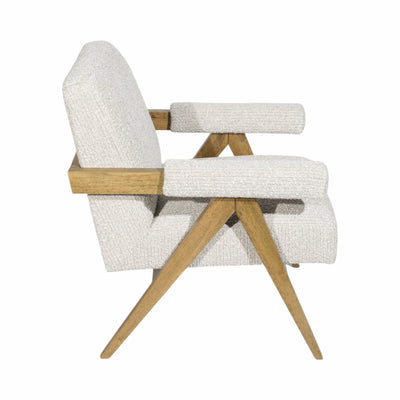 WOOD, SCANDINAVIAN ACCENT CHAIR, IVORY