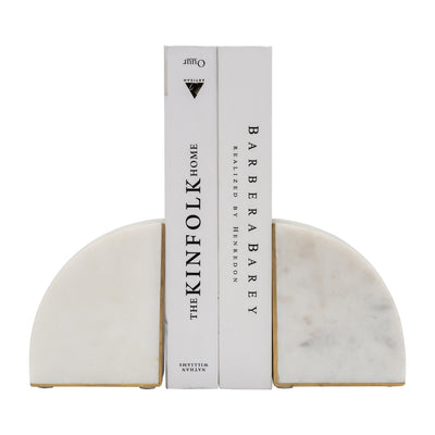 MARBLE, S/2 8"H PIE BOOKENDS, WHITE