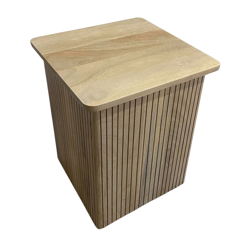 20" Square Ribbed Accent Table, Natural