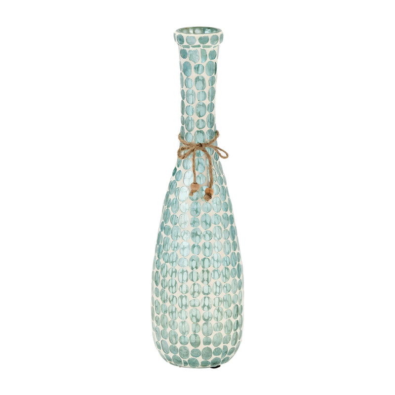 GLASS, 16"H MOSAIC VASE, BLUE